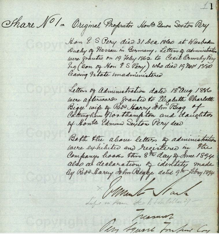 Pery Square Tontine Shareholder Book